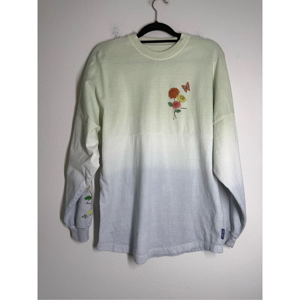 Disney Epcot Sweatshirt Womens Flower Garden Festival Ombre Grow Green Sz S - Picture 2 of 16